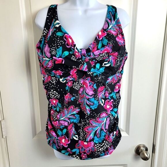 ANNE COLE Floral Tankini Top - Picture 1 of 11